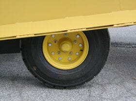 wheels on a mobile yard ramp