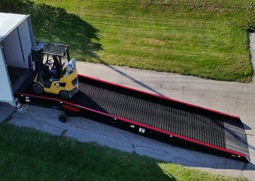 forklift on a yard ramp / yardramp from Copperloy