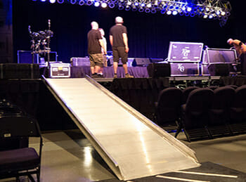 stage ramps used as a moving ramp to unload cargo van or box truck ramp used to upload and transport gear onto a stage